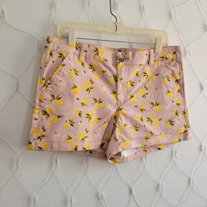 Cuffed Shorts with Lemon Print / Pink & Yellow / Juniors Size 13